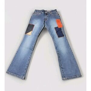 Azzure Jeans Women's 28 Blue Patchwork Flare Low Rise Stretch Denim